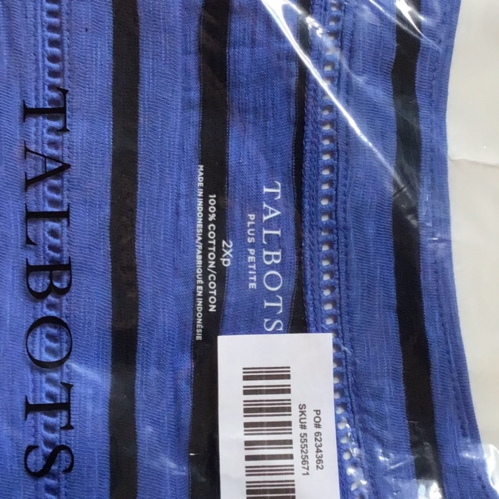 Talbots Blue and Black Striped Plus Size Top